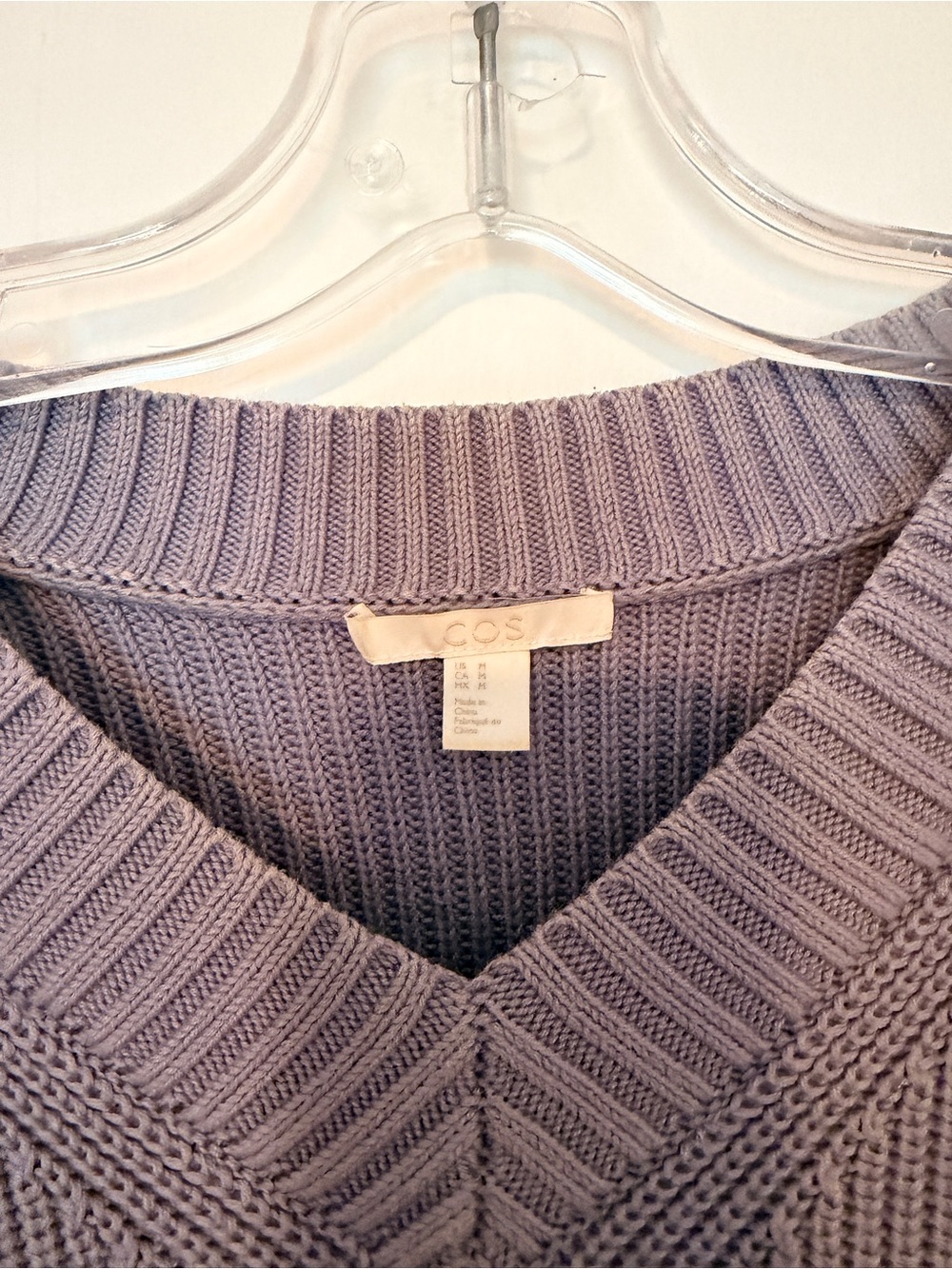 COS Lavender Ribbed V-Neck Sweater - Picture 2 of 4